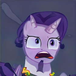 Size: 1024x1024 | Tagged: safe, ai model:thisponydoesnotexist, oc, species:pony, bicorn, buh, faec, female, horn, mare, multiple horns, mutant, mutation, neural network, neural network abomination, not starlight glimmer, screaming, what has science done