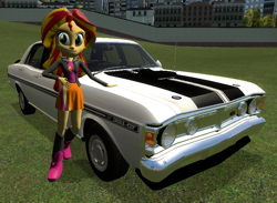 Size: 804x588 | Tagged: safe, artist:didgereethebrony, character:sunset shimmer, species:eqg human, g4, my little pony:equestria girls, 3d, female, ford, ford falcon, ford falcon xy gtho phase iii, gmod, solo