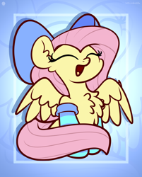 Size: 2616x3250 | Tagged: safe, artist:kimjoman, character:fluttershy, species:pegasus, species:pony, g4, bow, chest fluff, clothing, cute, ear fluff, eyes closed, female, hair bow, high res, mare, open mouth, shyabetes, sitting, socks, solo, striped socks, zoom layer