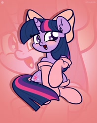 Size: 1920x2438 | Tagged: safe, artist:kimjoman, character:twilight sparkle, character:twilight sparkle (unicorn), species:pony, species:unicorn, g4, blushing, bow, clothing, cute, dawwww, female, hair bow, mare, socks, solo, twiabetes, zoom layer
