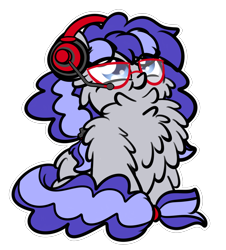 Size: 1777x1963 | Tagged: safe, artist:kimjoman, part of a set, oc, oc only, oc:cinnabyte, species:earth pony, species:pony, g4, adorkable, chest fluff, commission, cute, dork, female, fluffy, gaming headset, glasses, headphones, headset, impossibly large chest fluff, mare, proud, simple background, transparent background, ych result