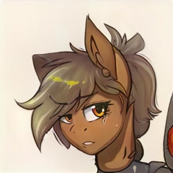 Size: 1024x1024 | Tagged: safe, ai model:thisponydoesnotexist, oc, species:earth pony, species:pony, g4, ambiguous facial structure, neural network, not applejack, orange eyes