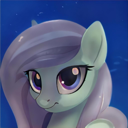 Size: 1024x1024 | Tagged: safe, ai model:thisponydoesnotexist, oc, oc only, species:pony, g4, blue eyes, cute, female, looking at you, mare, neural network, not fluttershy, ocbetes, smiling, solo