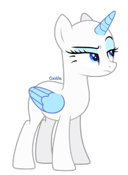 Size: 1925x2620 | Tagged: safe, artist:lazuli, oc, oc only, species:alicorn, species:pony, g4, alicorn oc, bald, base, bedroom eyes, eyelashes, frown, horn, simple background, solo, suspicious, transparent background, wings