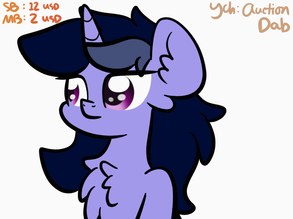 Size: 960x720 | Tagged: safe, artist:kimjoman, oc, oc only, oc:purple flix, species:pony, species:unicorn, g4, advertisement, animated, chest fluff, commission, dab, ear fluff, gif, horn, male, meme, simple background, solo, stallion, text, white background, ych animation, ych example, your character here
