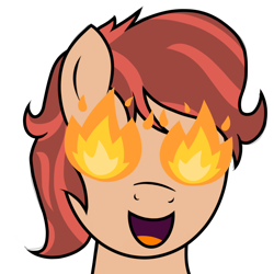 Size: 1000x1000 | Tagged: safe, artist:toyminator900, oc, oc only, oc:cottonwood kindle, species:earth pony, species:pony, g4, bust, fire, gift art, male, portrait, simple background, smiling, solo, stallion, transparent background