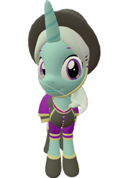 Size: 521x720 | Tagged: safe, alternate version, artist:topsangtheman, species:pony, species:unicorn, g4, 3d, clothing, cornetta, female, hat, looking at you, simple background, solo, source filmmaker, transparent background, uniform