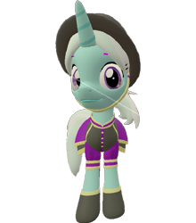 Size: 635x720 | Tagged: safe, alternate version, artist:topsangtheman, species:pony, species:unicorn, g4, 3d, clothing, cornetta, female, hat, looking at you, simple background, solo, source filmmaker, transparent background, uniform