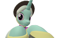 Size: 1113x720 | Tagged: safe, alternate version, artist:topsangtheman, species:pony, species:unicorn, g4, 3d, clothing, cornetta, female, hat, looking at you, simple background, solo, source filmmaker, transparent background, uniform