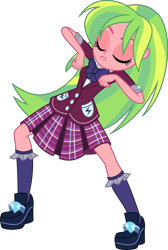 Size: 4500x6688 | Tagged: safe, artist:xebck, edit, editor:slayerbvc, character:lemon zest, species:eqg human, equestria girls:friendship games, g4, my little pony: equestria girls, my little pony:equestria girls, absurd resolution, bow tie, clothing, crystal prep academy, crystal prep academy uniform, dancing, eyes closed, female, high heels, krumping, long hair, no makeup edit, pleated skirt, raised leg, school uniform, shoes, simple background, skirt, solo, transparent background, vector, vector edit