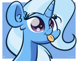 Size: 3250x2560 | Tagged: safe, artist:kimjoman, character:trixie, species:pony, species:unicorn, g4, blep, bust, cute, diatrixes, ear fluff, female, high res, mare, portrait, solo, tongue out, weapons-grade cute