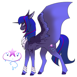 Size: 1024x1017 | Tagged: safe, artist:oneiria-fylakas, oc, oc:star lullaby, species:alicorn, species:bat pony, species:pony, g4, bat pony alicorn, bat wings, female, horn, hybrid wings, mare, simple background, solo, transparent background, wings