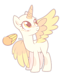 Size: 2445x2620 | Tagged: safe, artist:lazuli, oc, oc only, species:alicorn, species:pony, g4, alicorn oc, bald, base, eyelashes, horn, looking back, looking up, simple background, smiling, solo, transparent background, two toned wings, wings