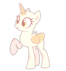 Size: 2445x2620 | Tagged: safe, artist:lazuli, oc, oc only, species:alicorn, species:pony, g4, alicorn oc, bald, base, eyelashes, horn, raised hoof, simple background, solo, transparent background, two toned wings, wings