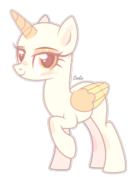 Size: 1896x2418 | Tagged: safe, artist:lazuli, oc, oc only, species:alicorn, species:pony, g4, alicorn oc, bald, base, eyelashes, horn, raised hoof, simple background, smiling, solo, transparent background, two toned wings, wings