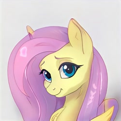 Size: 1024x1024 | Tagged: safe, ai model:thisponydoesnotexist, species:pony, g4, bust, female, mare, neural network, not fluttershy, portrait, simple background, solo