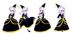 Size: 4083x1986 | Tagged: safe, artist:liaaqila, character:diamond tiara, episode:for whom the sweetie belle toils, g4, my little pony:equestria girls, black dress, brush, clothing, commission, dress, grooming, hairbrush, hennin, long dress, running, wet, wet clothes, wet hair