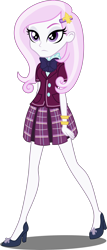 Size: 2000x4686 | Tagged: safe, artist:xebck, edit, editor:slayerbvc, character:fleur-de-lis, species:eqg human, equestria girls:friendship games, g4, my little pony: equestria girls, my little pony:equestria girls, absurd resolution, blouse, bow tie, bracelet, clothing, crystal prep academy, crystal prep academy uniform, crystal prep shadowbolts, female, high heels, jewelry, legs, no makeup edit, pleated skirt, school uniform, shoes, simple background, skirt, solo, transparent background, vector, vector edit