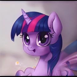 Size: 1024x1024 | Tagged: safe, ai model:thisponydoesnotexist, species:alicorn, species:pony, g4, female, looking at you, mare, neural network, not twilight sparkle, open mouth, solo