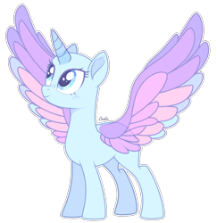 Size: 2184x2248 | Tagged: safe, artist:lazuli, oc, oc only, species:alicorn, species:pony, g4, alicorn oc, bald, base, horn, looking up, simple background, solo, spread wings, transparent background, wings
