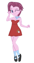 Size: 974x1816 | Tagged: safe, artist:grapefruitface1, artist:resplendent rare, base used, character:jasmine leaf, g4, my little pony:equestria girls, clothing, cutie mark, cutie mark on clothes, dress, equestria girls-ified, female, one eye closed, simple background, socks, strapless, transparent background, vector