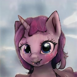 Size: 1024x1024 | Tagged: safe, ai model:thisponydoesnotexist, species:pony, species:unicorn, g4, female, goo, mare, messy, neural network, tongue out