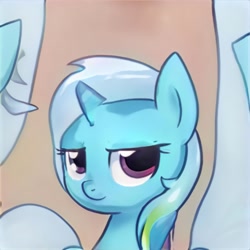Size: 1024x1024 | Tagged: safe, ai model:thisponydoesnotexist, species:pony, g4, ambiguous pony type, confident, female, mare, neural network, smiling, smirk