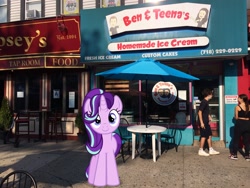 Size: 3264x2448 | Tagged: safe, artist:topsangtheman, character:starlight glimmer, species:pony, species:unicorn, g4, ice cream shop, irl, looking at you, photo, ponies in real life, solo