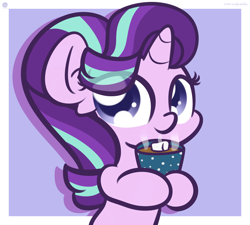 Size: 2850x2560 | Tagged: safe, artist:kimjoman, character:starlight glimmer, species:pony, species:unicorn, g4, chibi, chocolate, cute, empathy cocoa, female, food, glimmerbetes, high res, hoof hold, hot chocolate, mare, marshmallow, mug, solo
