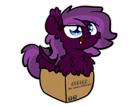Size: 3250x2688 | Tagged: safe, artist:kimjoman, part of a set, oc, oc only, oc:nightshine, species:bat pony, species:pony, g4, bat pony oc, bat wings, box, chest fluff, commission, cute, female, fluffy, mare, pony in a box, simple background, solo, transparent background, wings, ych result, your character here