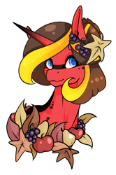 Size: 1024x1539 | Tagged: safe, artist:oneiria-fylakas, oc, oc only, species:alicorn, species:pony, g4, alicorn oc, bust, female, fruit, horn, mare, portrait, simple background, solo, transparent background, wings