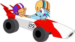 Size: 1280x726 | Tagged: safe, artist:didgereethebrony, character:rainbow dash, character:scootaloo, species:pegasus, species:pony, episode:the cart before the ponies, g4, my little pony: friendship is magic, cart, peter brock, simple background, trace, transparent background, tribute