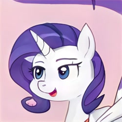 Size: 1024x1024 | Tagged: safe, ai model:thisponydoesnotexist, character:rarity, species:alicorn, species:pony, g4, neural network, purple mane, raricorn, white coat