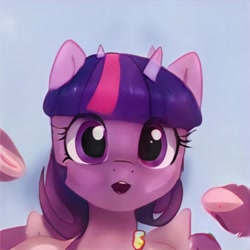 Size: 1024x1024 | Tagged: safe, ai model:thisponydoesnotexist, character:twilight sparkle, g4, artificial intelligence, interested, looking at you, neural network, pog