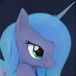 Size: 1024x1024 | Tagged: safe, ai model:thisponydoesnotexist, character:princess luna, species:alicorn, species:pony, g4, accidentally a canon pony, artificial intelligence, neural network, s1 luna, smiling