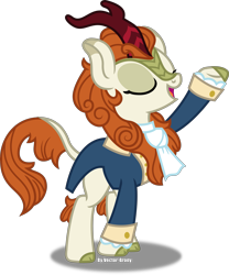 Size: 3927x4725 | Tagged: safe, artist:vector-brony, character:autumn blaze, species:kirin, episode:sounds of silence, g4, my little pony: friendship is magic, a kirin tale, absurd resolution, broadway, clothing, eyes closed, female, hamilton, musical, open mouth, raised hoof, reference, simple background, singing, solo, transparent background, vector