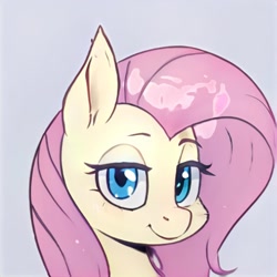 Size: 1024x1024 | Tagged: safe, ai model:thisponydoesnotexist, character:fluttershy, g4, accidentally a canon character, artificial intelligence, looking at you, neural network, smiling, smug