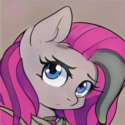 Size: 1024x1024 | Tagged: safe, ai model:thisponydoesnotexist, species:pony, g4, female, looking sideways, mare, neural network, raised eyebrow, suspicious