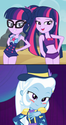 Size: 1248x2344 | Tagged: safe, artist:themexicanpunisher, edit, edited screencap, screencap, character:trixie, character:twilight sparkle, character:twilight sparkle (scitwi), species:eqg human, ship:twixie, equestria girls:spring breakdown, g4, my little pony: equestria girls, my little pony:equestria girls, female, lesbian, sci-twixie, shipping