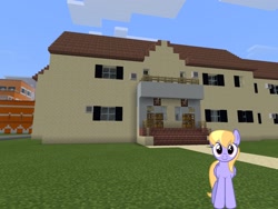 Size: 2048x1536 | Tagged: safe, artist:topsangtheman, character:cloud kicker, species:pegasus, species:pony, g4, house, looking at you, minecraft, solo, spa castle