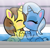 Size: 1005x972 | Tagged: safe, artist:grapefruitface1, base used, character:trixie, oc, oc:grapefruit face, species:pony, species:unicorn, g4.5, my little pony:pony life, bath, bathroom, blushing, eyes closed, female, grapexie, heart, holding hooves, kissing, looking at each other, love, male, shipping, straight