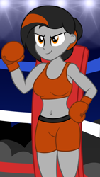 Size: 1080x1920 | Tagged: safe, artist:toyminator900, oc, oc only, oc:dusk strike, species:eqg human, g4, my little pony:equestria girls, boxing, boxing gloves, boxing ring, equestria girls-ified, female, solo, sports