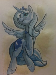 Size: 768x1024 | Tagged: safe, artist:php27, character:princess luna, species:alicorn, species:pony, female, s1 luna, smiling, solo, traditional art