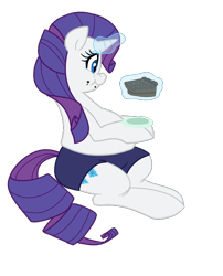 Size: 640x792 | Tagged: safe, artist:elslowmo, artist:jessy, character:rarity, cake, chubby, clothing, fat, ponies in boxers, raritubby, shorts