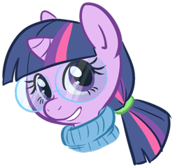 Size: 497x472 | Tagged: safe, artist:php27, character:twilight sparkle, clothing, glasses, ponytail, sweater