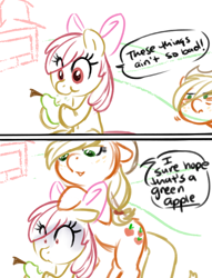 Size: 648x848 | Tagged: safe, artist:php27, character:apple bloom, character:applejack, comic, dishonorapple, hilarious in hindsight, pear, that pony sure does hate pears