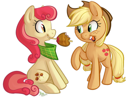 Size: 1082x835 | Tagged: safe, artist:php27, character:apple bumpkin, character:applejack, apple family member, toffee apple