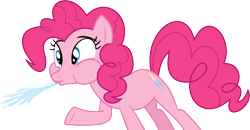 Size: 6000x3130 | Tagged: safe, artist:masem, character:pinkie pie, species:earth pony, species:pony, absurd resolution, female, simple background, solo, spit take, transparent background, underhoof, vector