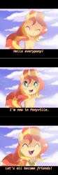 Size: 900x2700 | Tagged: dead source, safe, artist:loyaldis, character:sunset shimmer, species:pony, species:unicorn, comic, cute, doubly hilarious in hindsight, eyes closed, female, heart eyes, hilarious in hindsight, mare, open mouth, shimmerbetes, smiling, solo, unshorn fetlocks, wingding eyes