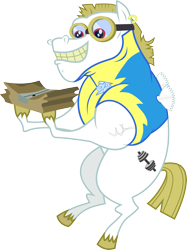 Size: 4489x6000 | Tagged: safe, artist:masem, character:bulk biceps, species:pegasus, species:pony, episode:wonderbolts academy, absurd resolution, buzzing wings, clothing, ear piercing, earring, goggles, grin, jewelry, male, package, piercing, simple background, smiling, solo, stallion, transparent background, uniform, vector, vein, wonderbolts